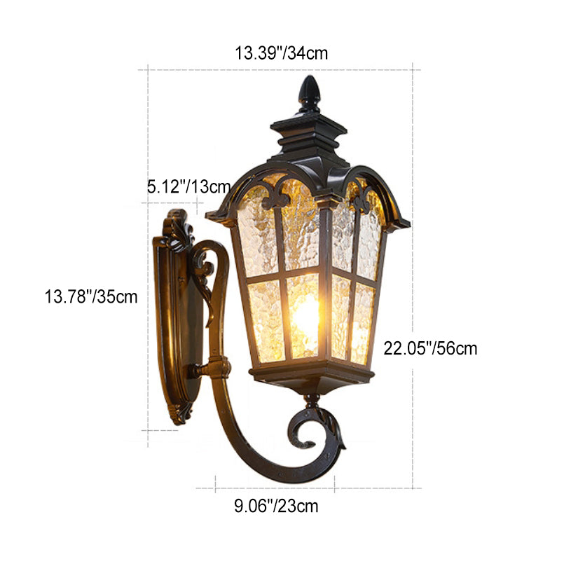 Traditional European Quadrilateral Lace Aluminum Printed Glass 1-Light Outdoor Wall Sconce Lamp For Garden | Stornfield