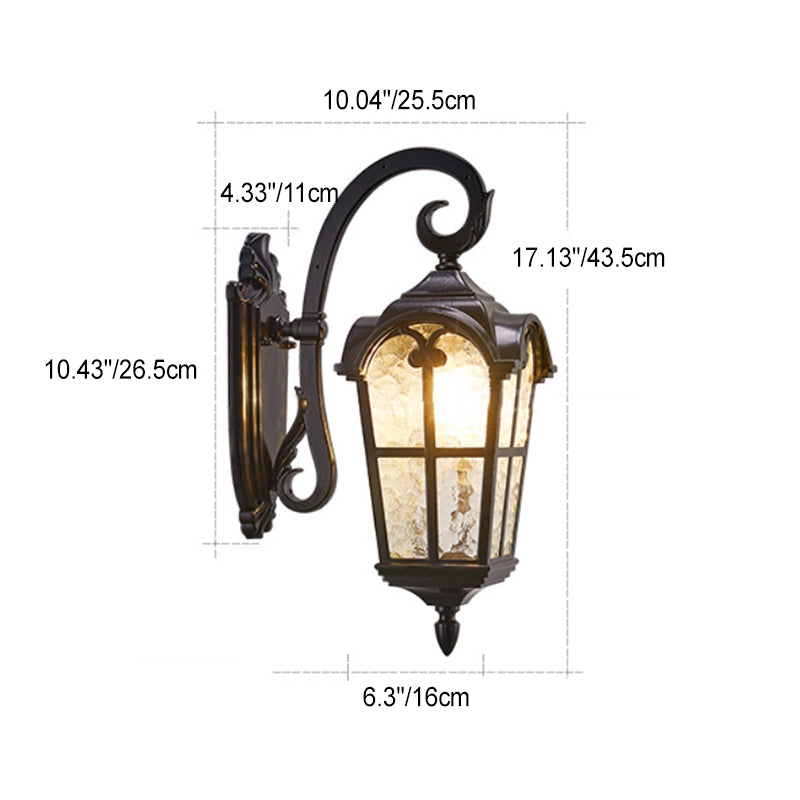 Traditional European Quadrilateral Lace Aluminum Printed Glass 1-Light Outdoor Wall Sconce Lamp For Garden | Stornfield