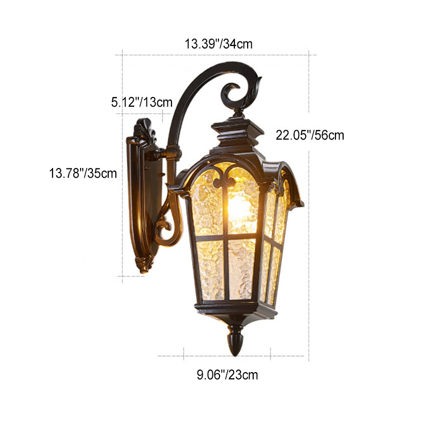 Traditional European Quadrilateral Lace Aluminum Printed Glass 1-Light Outdoor Wall Sconce Lamp For Garden | Stornfield