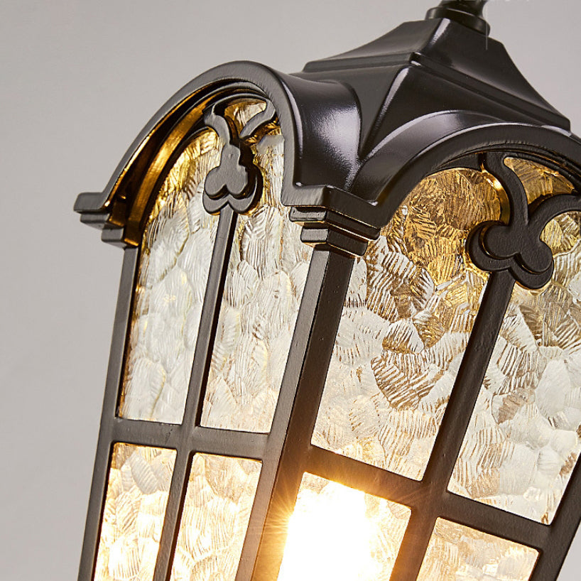 Traditional European Quadrilateral Lace Aluminum Printed Glass 1-Light Outdoor Wall Sconce Lamp For Garden | Stornfield