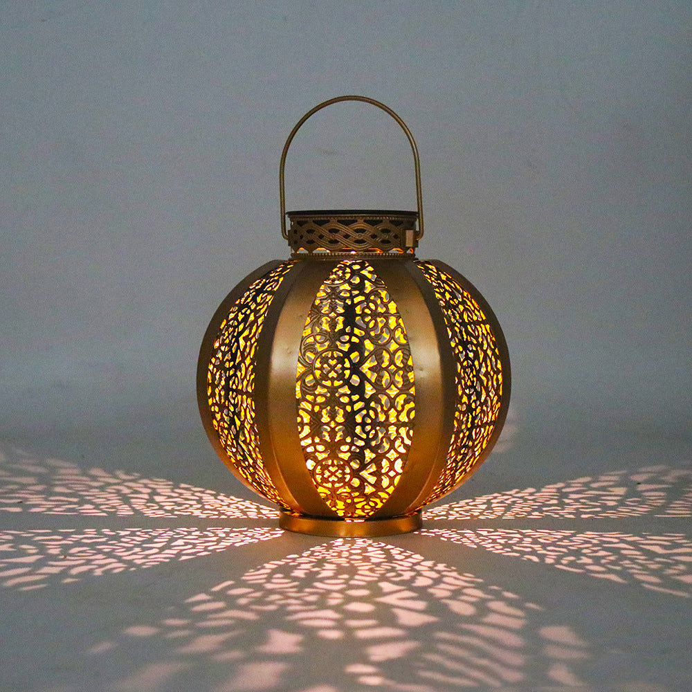 Modern Art Deco Solar Waterproof Hexagonal Round Lantern Iron LED Outdoor Light For Garden | Stornfield