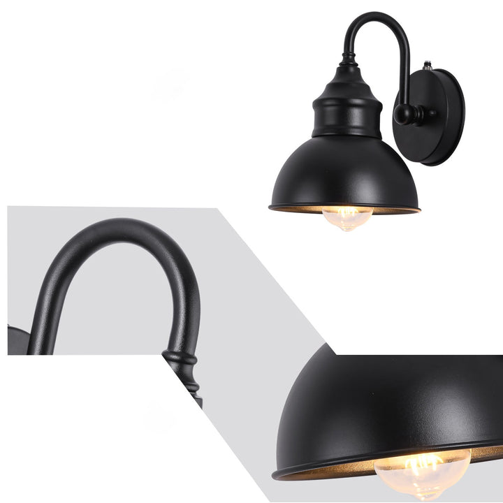 Modern Minimalist Outdoor Waterproof Round Curved Pole Iron Shade 1-Light Wall Sconce Lamp For Garden | Stornfield