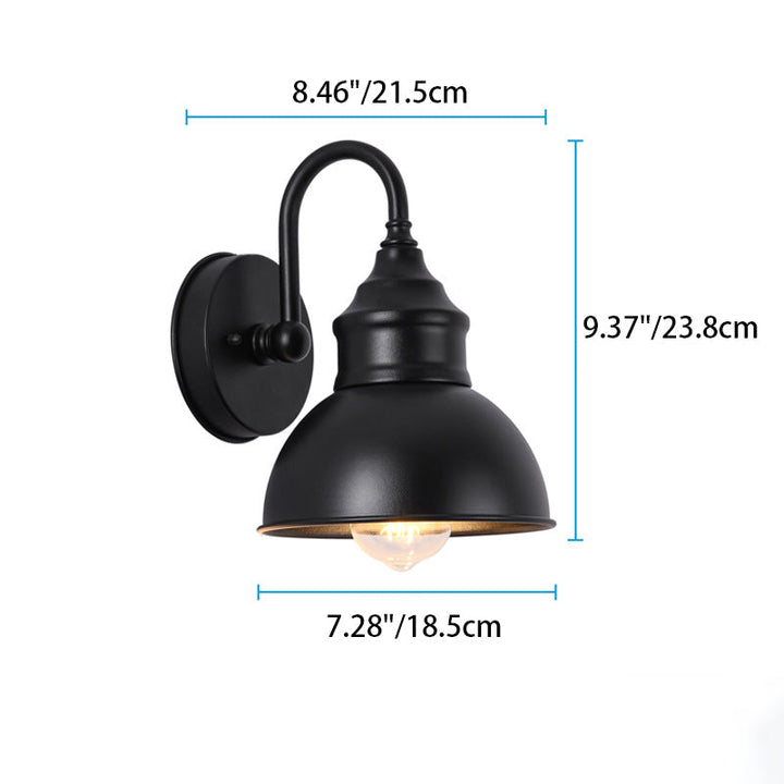 Modern Minimalist Outdoor Waterproof Round Curved Pole Iron Shade 1-Light Wall Sconce Lamp For Garden | Stornfield