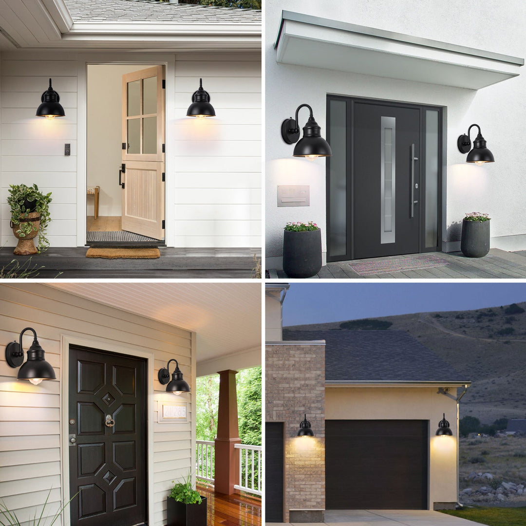 Modern Minimalist Outdoor Waterproof Round Curved Pole Iron Shade 1-Light Wall Sconce Lamp For Garden | Stornfield