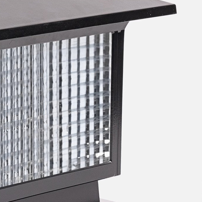 Modern Minimalist Solar Waterproof Rectangular Diamond Stripe Glass Shade Aluminum Frame LED Post Head Light For Garden | Stornfield