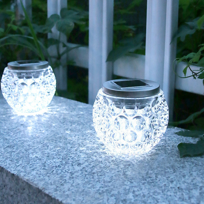 Modern Art Deco Solar Glass Jar Full Of Stars ABS Stainless Steel LED Outdoor Lights For Garden | Stornfield