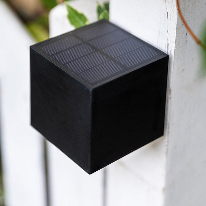 Modern Minimalist Cube Plastic Solar LED Wall Sconce Lamp For Garden | Stornfield