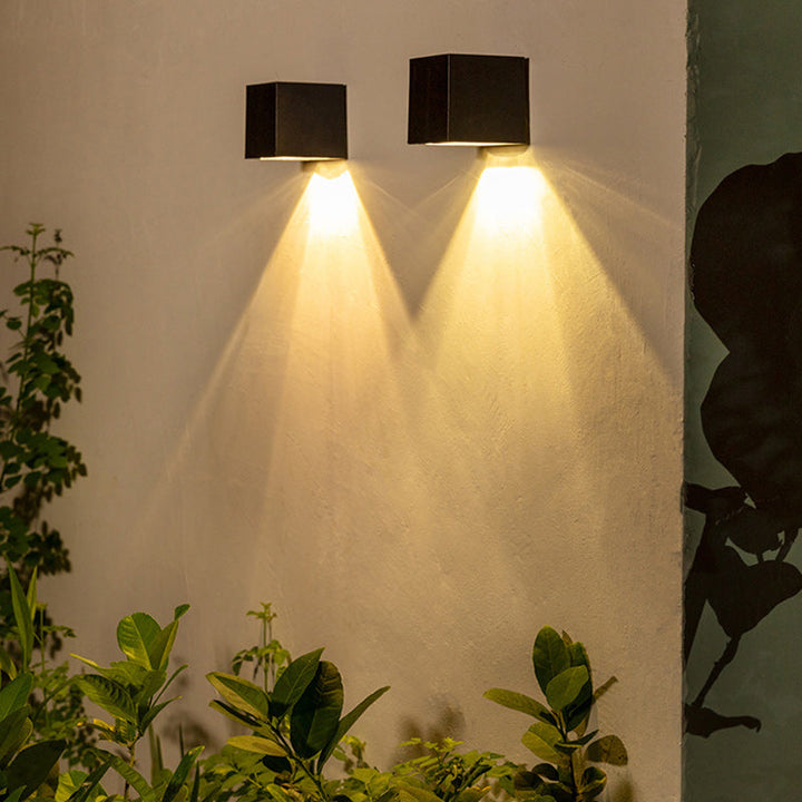 Modern Minimalist Cube Plastic Solar LED Wall Sconce Lamp For Garden | Stornfield