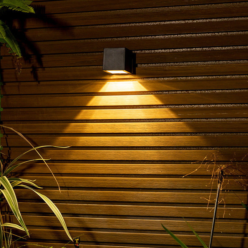 Modern Minimalist Cube Plastic Solar LED Wall Sconce Lamp For Garden | Stornfield