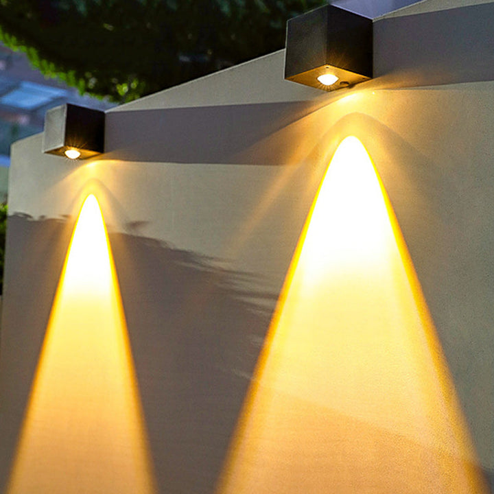 Modern Minimalist Cube Plastic Solar LED Wall Sconce Lamp For Garden | Stornfield