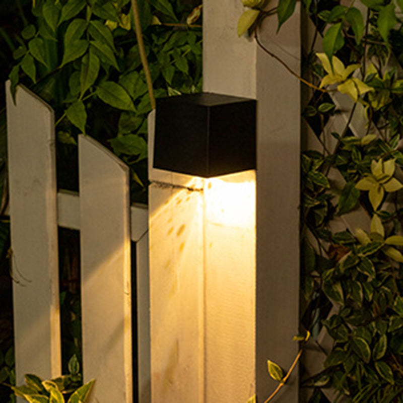 Modern Minimalist Cube Plastic Solar LED Wall Sconce Lamp For Garden | Stornfield