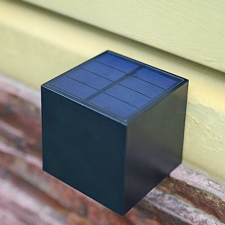 Modern Minimalist Cube Plastic Solar LED Wall Sconce Lamp For Garden | Stornfield