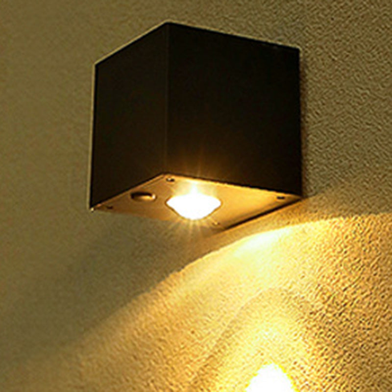 Modern Minimalist Cube Plastic Solar LED Wall Sconce Lamp For Garden | Stornfield
