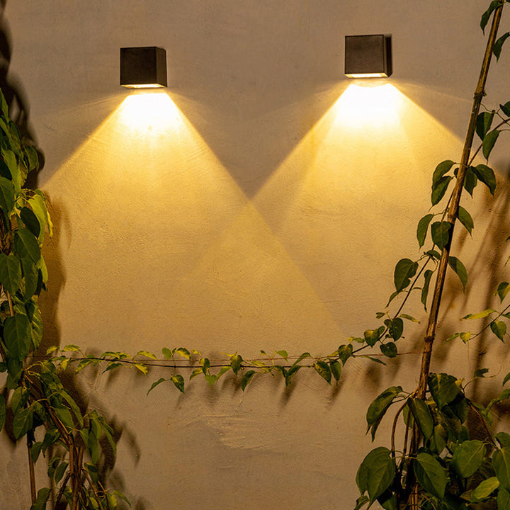 Modern Minimalist Cube Plastic Solar LED Wall Sconce Lamp For Garden | Stornfield