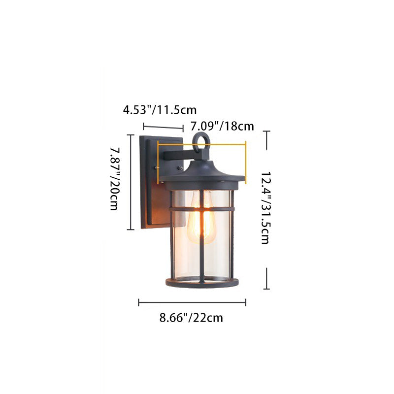 Contemporary Industrial Column Aluminum Glass 1-Light Wall Sconce Lamp For Garden | Stornfield