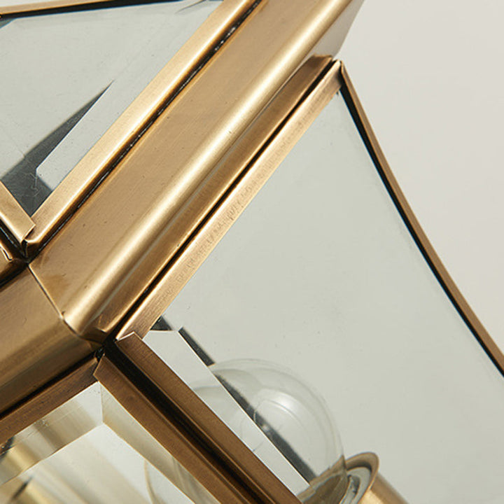 Traditional European Trapezoid Copper Glass 1-Light Wall Sconce Lamp For Garden | Stornfield