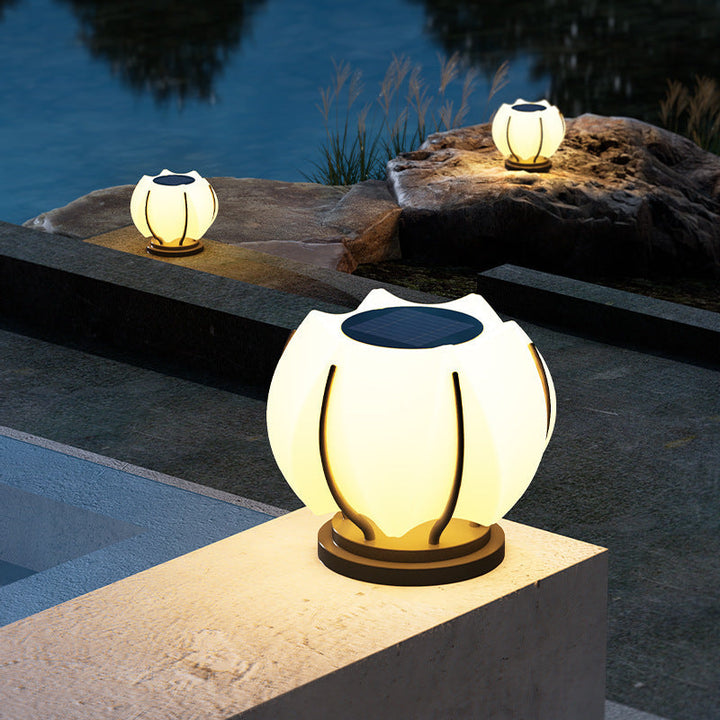 Contemporary Creative Flower Iron Plastic LED Post Head Light For Garden | Stornfield