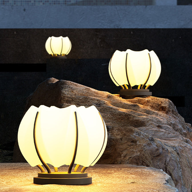 Contemporary Creative Flower Iron Plastic LED Post Head Light For Garden | Stornfield