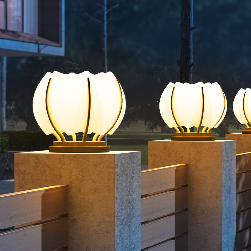 Contemporary Creative Flower Iron Plastic LED Post Head Light For Garden | Stornfield