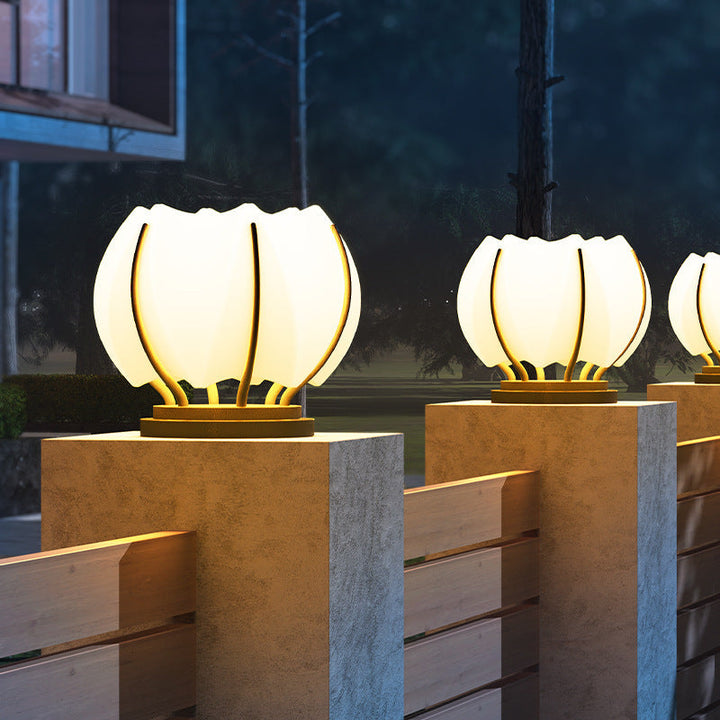 Contemporary Creative Flower Iron Plastic LED Post Head Light For Garden | Stornfield