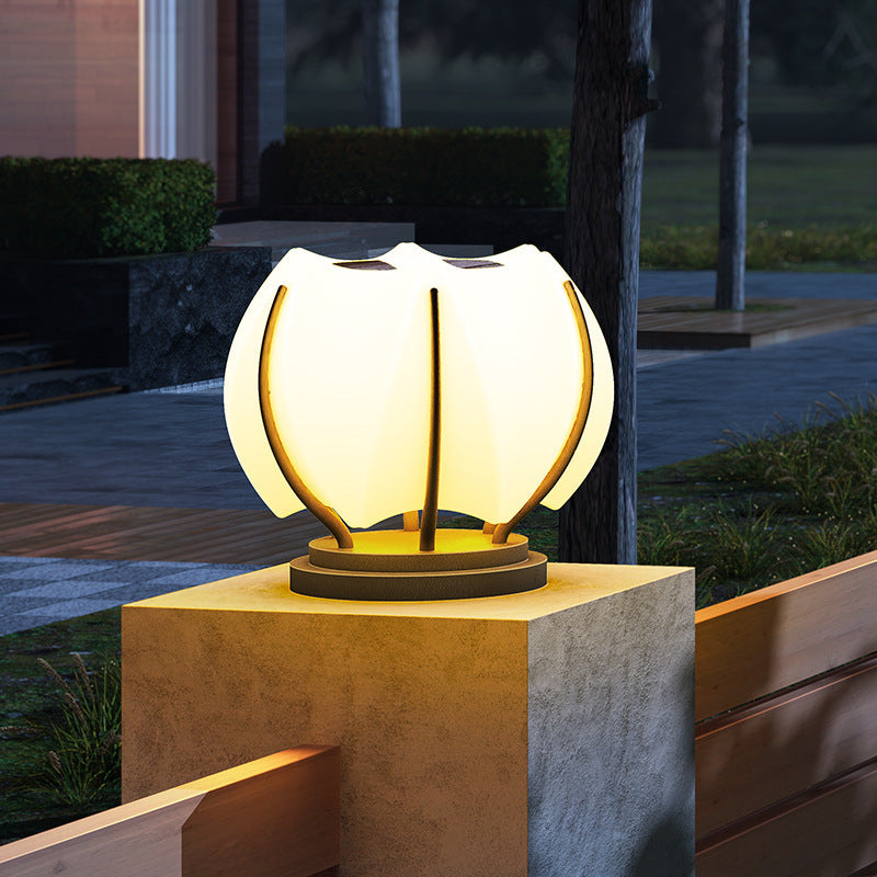 Contemporary Creative Flower Iron Plastic LED Post Head Light For Garden | Stornfield
