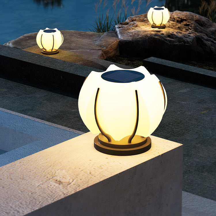 Contemporary Creative Flower Iron Plastic LED Post Head Light For Garden | Stornfield