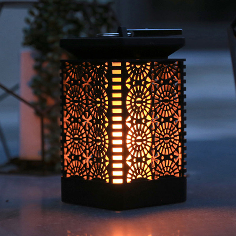 Contemporary Retro Solar Waterproof Rectangular Lantern Flame ABS LED Landscape Lighting Outdoor Light For Outdoor | Stornfield