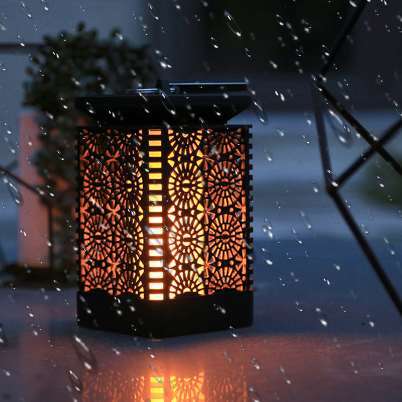 Contemporary Retro Solar Waterproof Rectangular Lantern Flame ABS LED Landscape Lighting Outdoor Light For Outdoor | Stornfield