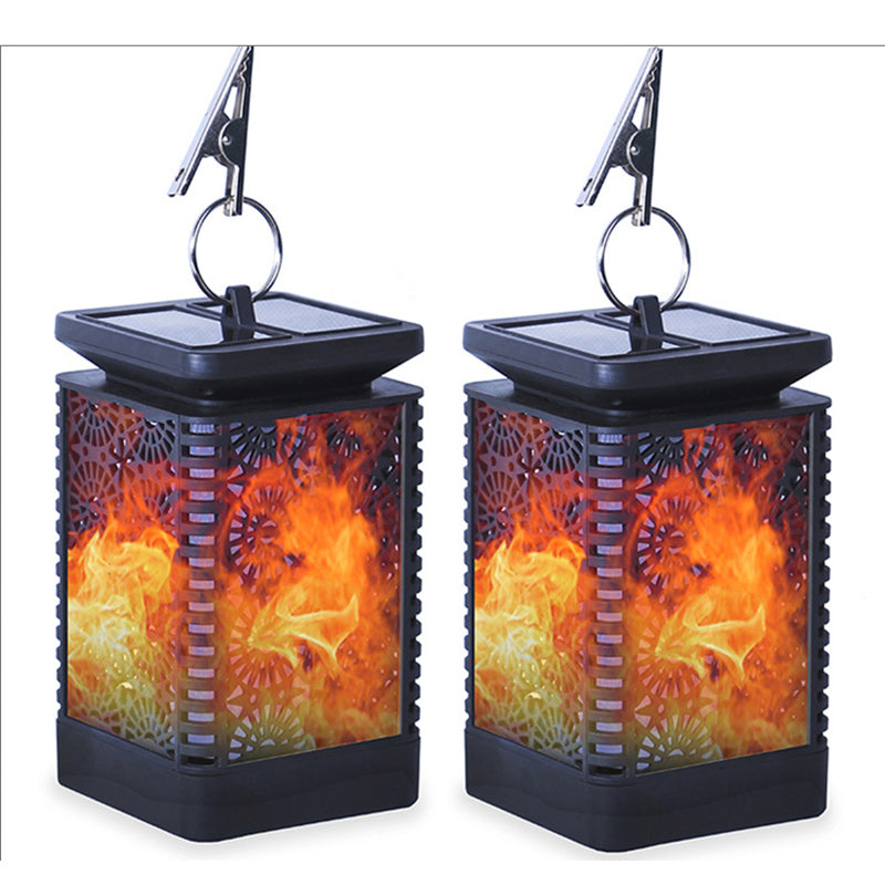 Contemporary Retro Solar Waterproof Rectangular Lantern Flame ABS LED Landscape Lighting Outdoor Light For Outdoor | Stornfield