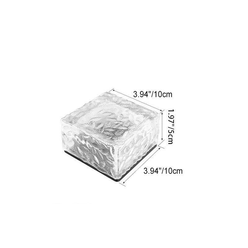 Modern Minimalist Solar Waterproof ABS Clear Glass Ice Cube Brick LED Outdoor Landscape Light For Garden | Stornfield