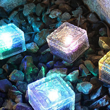 Modern Minimalist Solar Waterproof ABS Clear Glass Ice Cube Brick LED Outdoor Landscape Light For Garden | Stornfield