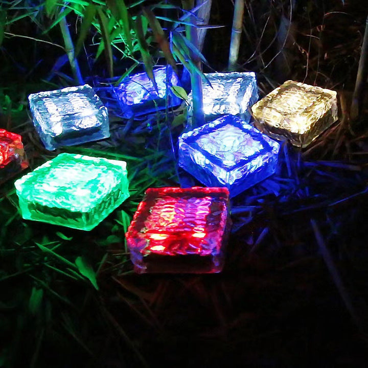 Modern Minimalist Solar Waterproof ABS Clear Glass Ice Cube Brick LED Outdoor Landscape Light For Garden | Stornfield