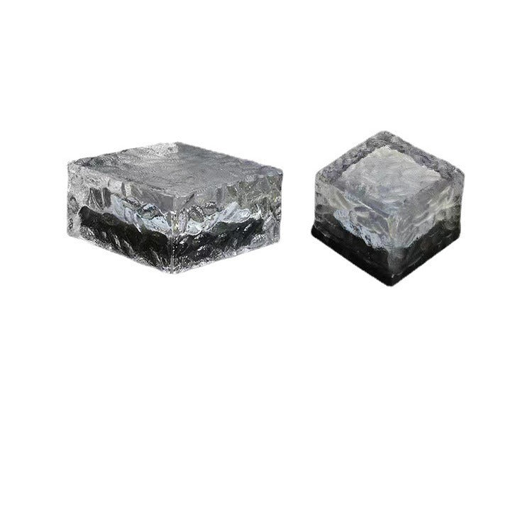Modern Minimalist Solar Waterproof ABS Clear Glass Ice Cube Brick LED Outdoor Landscape Light For Garden | Stornfield
