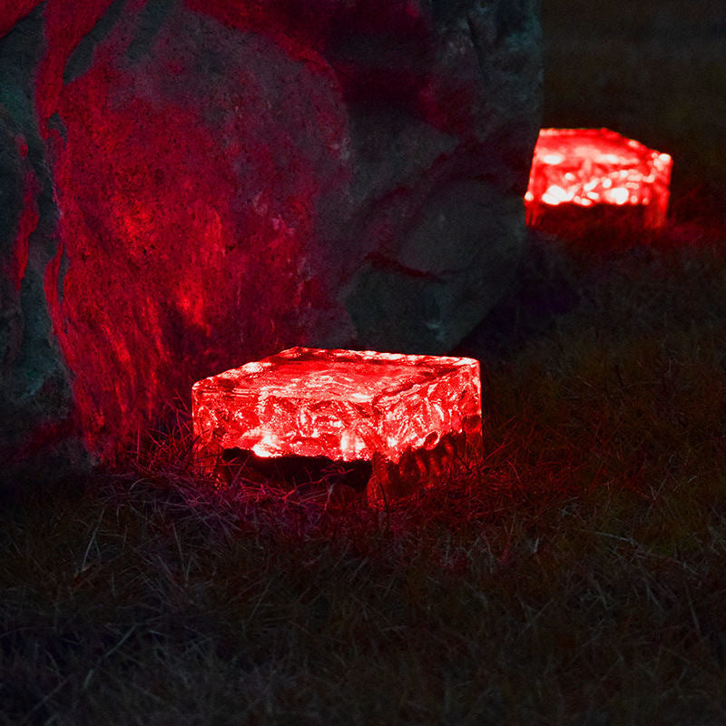 Modern Minimalist Solar Waterproof ABS Clear Glass Ice Cube Brick LED Outdoor Landscape Light For Garden | Stornfield