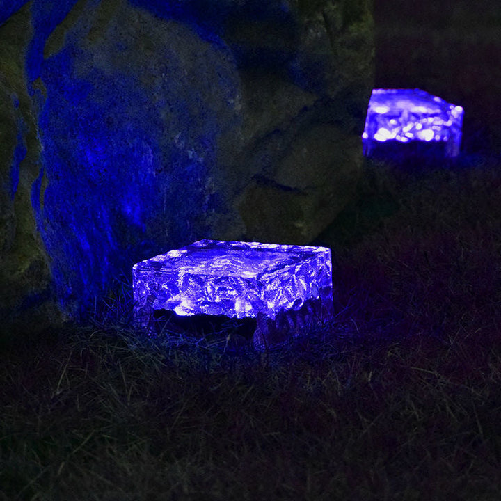 Modern Minimalist Solar Waterproof ABS Clear Glass Ice Cube Brick LED Outdoor Landscape Light For Garden | Stornfield