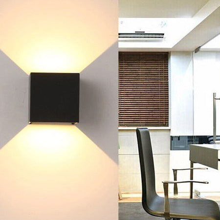 Stornfield | Applique murale LED induction étanche en aluminium et verre cube moderne minimaliste pour chambre