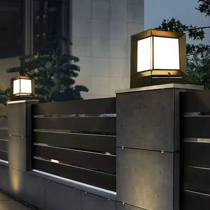 Modern Minimalist Waterproof Square-Shaped Aluminum Acrylic 1-Light Outdoor Post Light For Garden | Stornfield