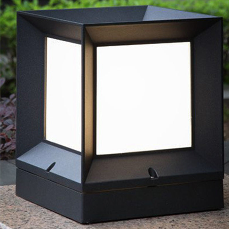 Modern Minimalist Waterproof Square-Shaped Aluminum Acrylic 1-Light Outdoor Post Light For Garden | Stornfield