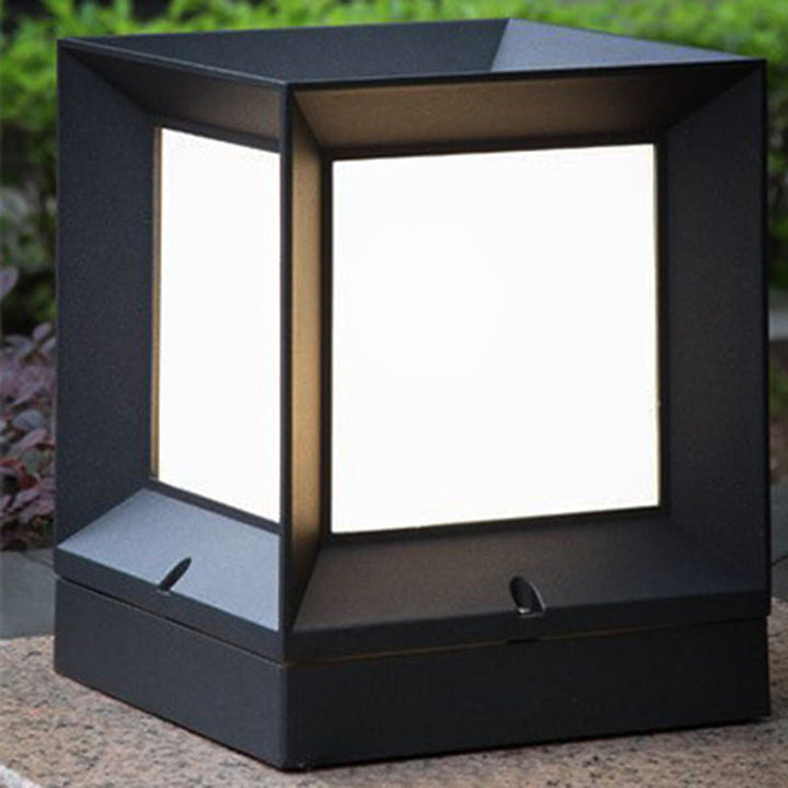 Modern Minimalist Waterproof Square-Shaped Aluminum Acrylic 1-Light Outdoor Post Light For Garden | Stornfield