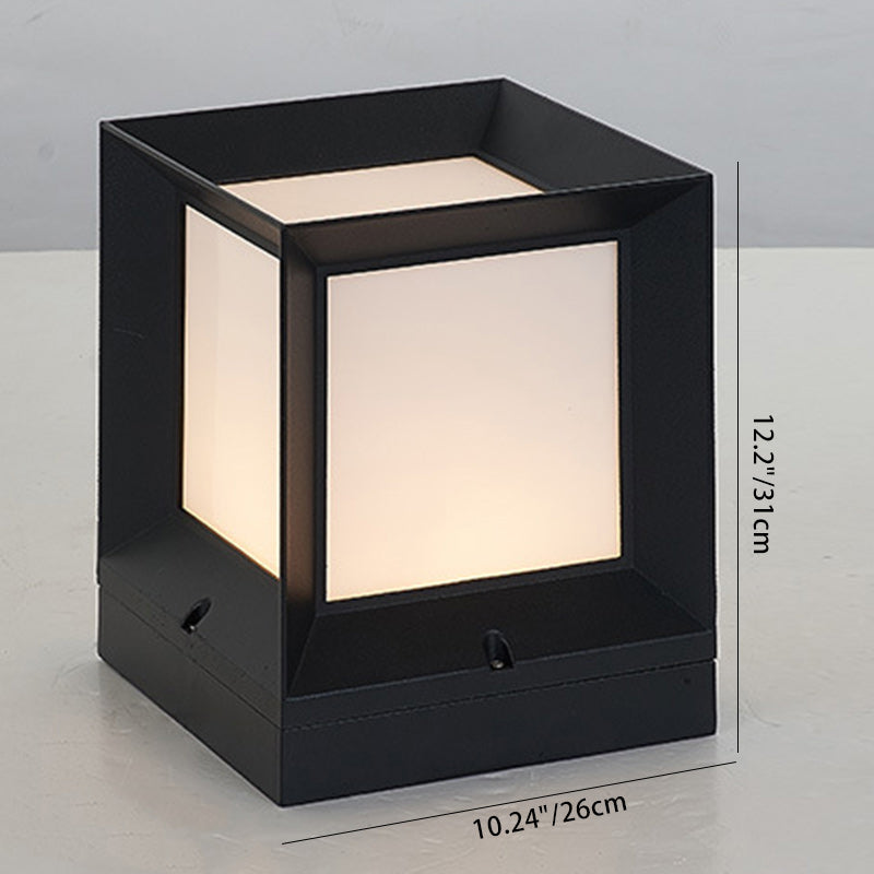 Modern Minimalist Waterproof Square-Shaped Aluminum Acrylic 1-Light Outdoor Post Light For Garden | Stornfield