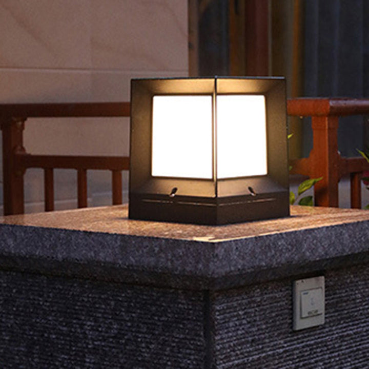 Modern Minimalist Waterproof Square-Shaped Aluminum Acrylic 1-Light Outdoor Post Light For Garden | Stornfield