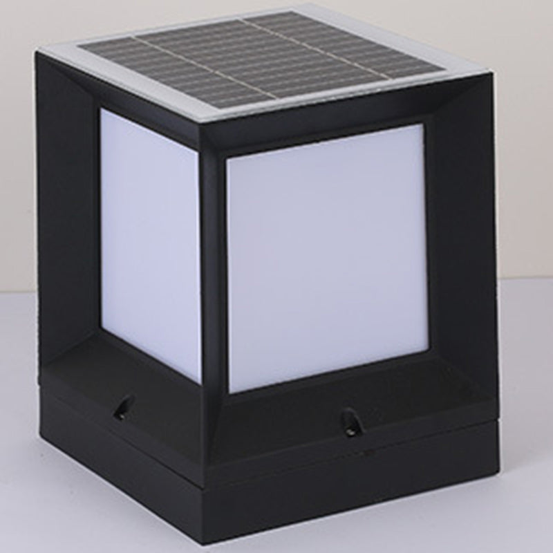 Modern Minimalist Solar Waterproof Square-Shaped Aluminum Acrylic LED Outdoor Post Light For Garden | Stornfield