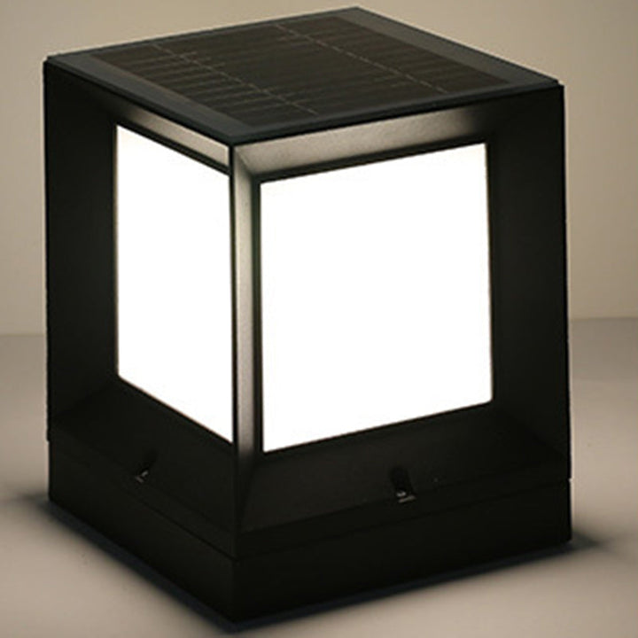 Modern Minimalist Solar Waterproof Square-Shaped Aluminum Acrylic LED Outdoor Post Light For Garden | Stornfield