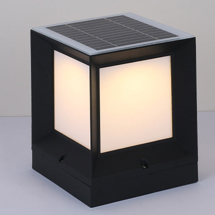 Modern Minimalist Solar Waterproof Square-Shaped Aluminum Acrylic LED Outdoor Post Light For Garden | Stornfield