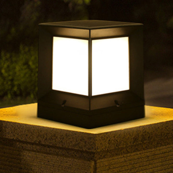 Modern Minimalist Solar Waterproof Square-Shaped Aluminum Acrylic LED Outdoor Post Light For Garden | Stornfield