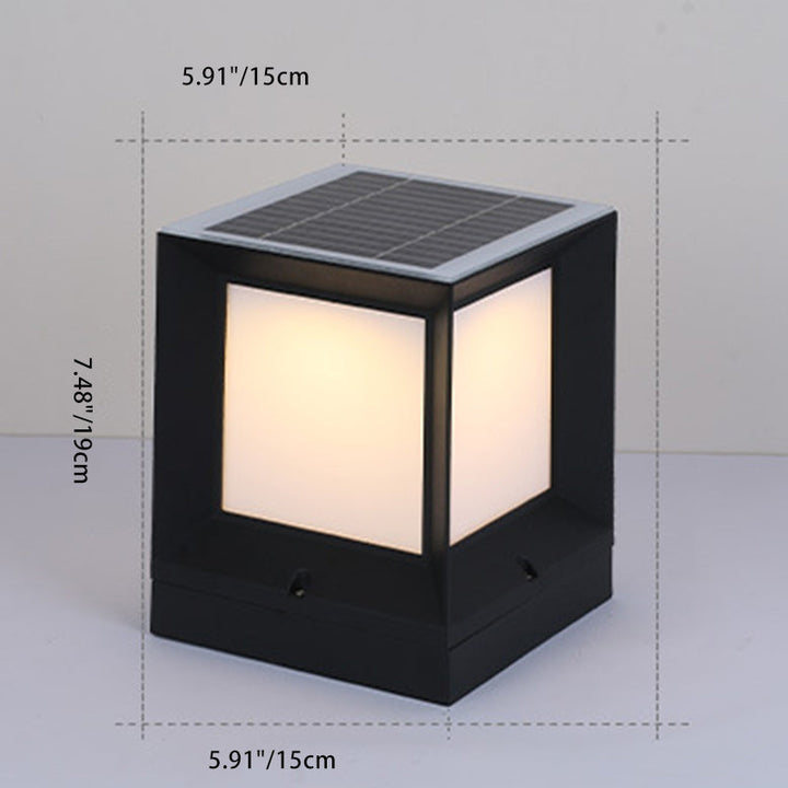 Modern Minimalist Solar Waterproof Square-Shaped Aluminum Acrylic LED Outdoor Post Light For Garden | Stornfield