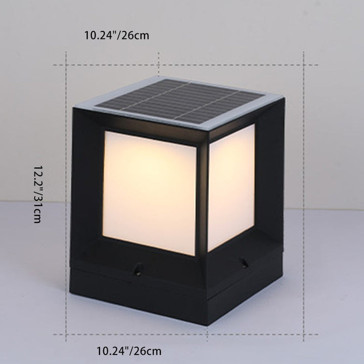 Modern Minimalist Solar Waterproof Square-Shaped Aluminum Acrylic LED Outdoor Post Light For Garden | Stornfield