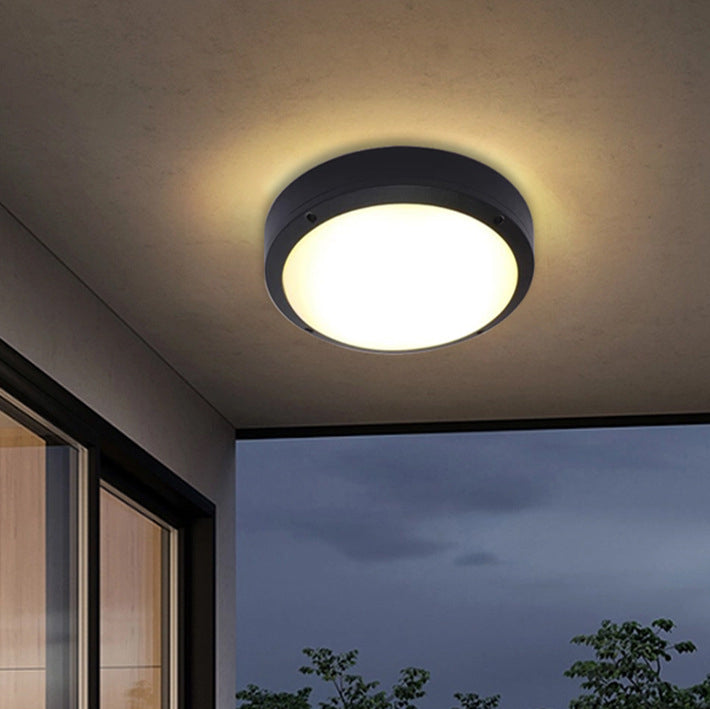 Modern Minimalist Waterproof Round Aluminum Acrylic LED Outdoor Flush Mount Ceiling Light For Garden | Stornfield