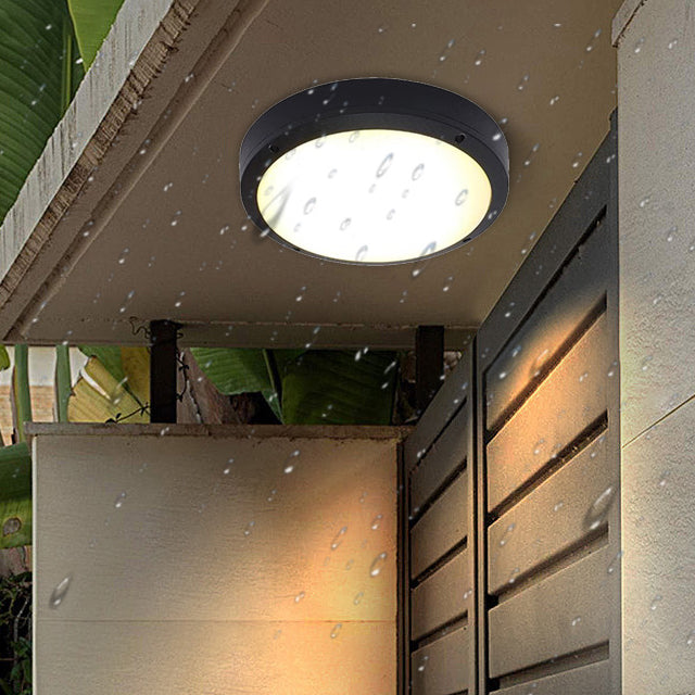 Modern Minimalist Waterproof Round Aluminum Acrylic LED Outdoor Flush Mount Ceiling Light For Garden | Stornfield