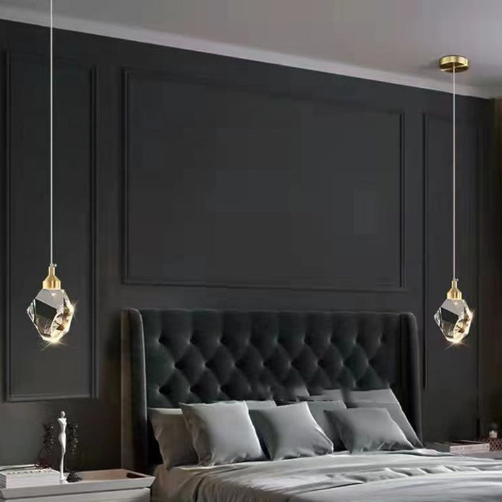 Stornfield | Lustre en cristal de cube diamant de luxe avec LED en fer pour chambre